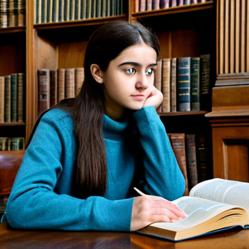 Home 17 A thoughtful young student, of diverse background, wearing a modest professional sweater and sensible trousers, seated intently at a classic wooden desk in the historic Long Room Library of Trinity College Dublin. Ancient bookshelves tower in the background, filled with countless books. The student is holding an open book, looking up with a focused and curious expression, embodying academic ambition and deep intellectual engagement. The scene is well-lit, conveying a sense of scholarly pursuit. fully clothed, modest clothing, appropriate attire, professional dress, safe for work, appropriate content, perfect anatomy, correct proportions, natural pose, well-formed hands, proper finger count, natural body proportions, professional photography, high quality, family-friendly.