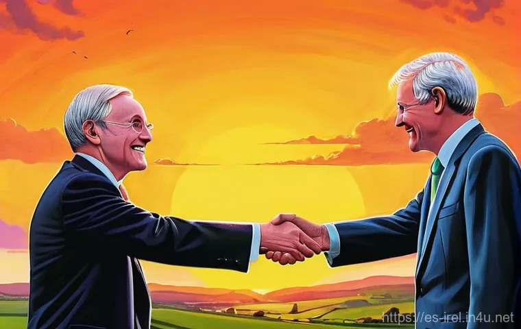 아일랜드 공화국 vs 북아일랜드 역사 - **Prompt Title: The Enduring Scar of Partition**
    "An evocative historical painting depicting the...