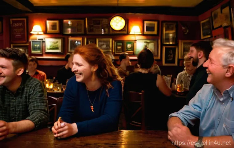아일랜드의 민족성과 정체성 - **Prompt:** A vibrant and cozy traditional Irish pub during an evening music session. The interior i...