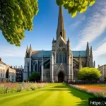 아일랜드인의 종교와 카톨릭 신앙 - A scenic view of St. Patrick’s Cathedral in Dublin during golden hour, showcasing its grand Gothic a...