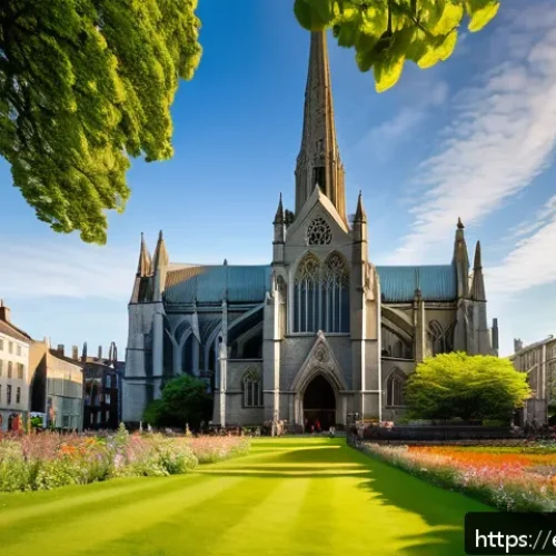 아일랜드인의 종교와 카톨릭 신앙 - A scenic view of St. Patrick’s Cathedral in Dublin during golden hour, showcasing its grand Gothic a...