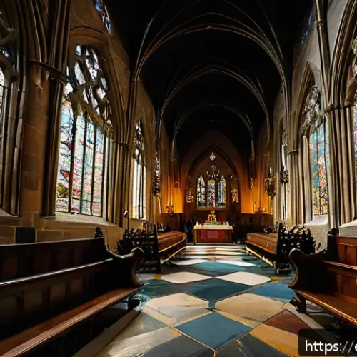 더블린 여행 가이드 - A detailed, atmospheric image of the interior of Dublin Castle’s Royal Chapel, showcasing its Gothic...